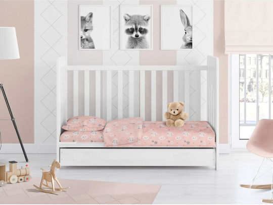 Dimcol Smile Baby Sheets Set Crib Cotton Coral 120x160cm 3pcs
