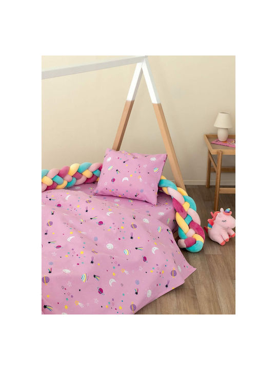 Palamaiki Poppet Baby Sheets Set Crib Flannel Fitted Pink 70x140cm