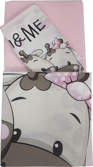 Beboulino You & Me Baby Sheets Set Crib Cotton Pink 95x150cm 2pcs