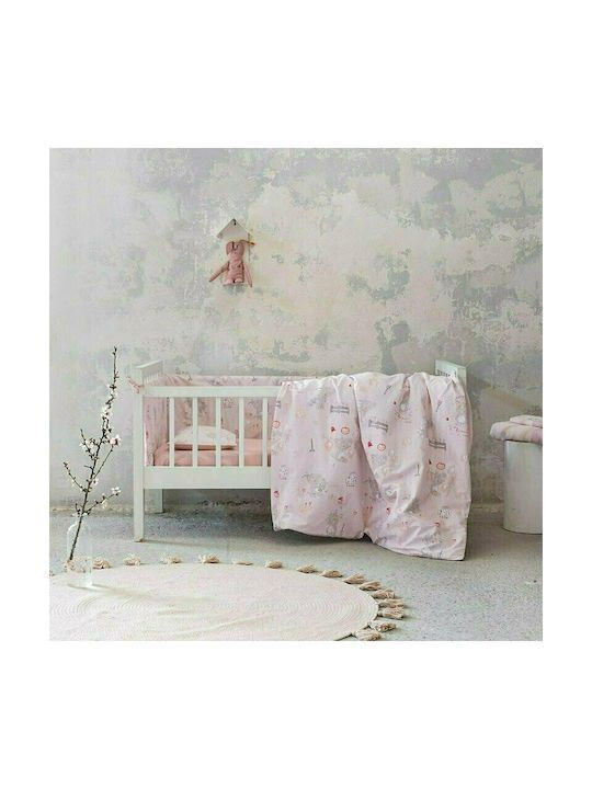 Nima Little Rhino Baby Sheets Set Crib Cotton Pink 120x170cm 2pcs