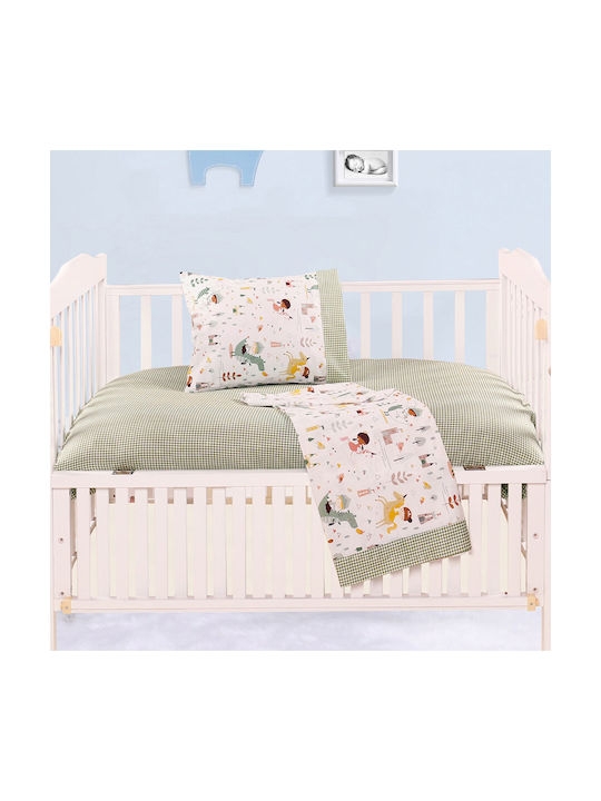 Beauty Home Art Baby Sheets Set Crib Cotton Satin Fitted Multicolored 70x140cm 3pcs