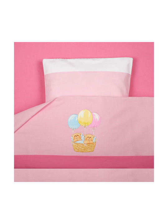 Mother Baby Balloons Baby Sheets Set Crib Cotton Fitted Pink 70x140cm 3pcs