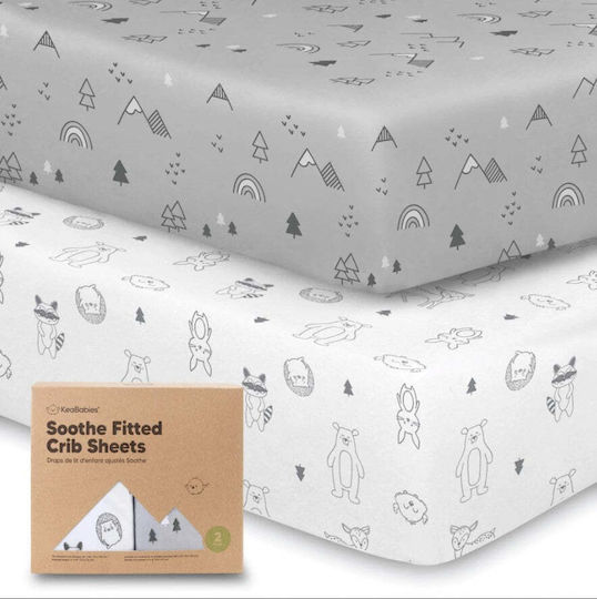 Kea Babies Комплект Бебешки Чаршафи За Количка Памучни Сив 60x120бр