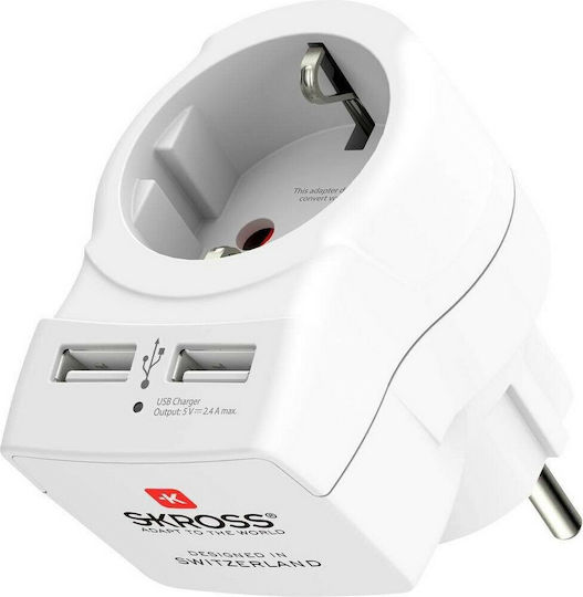 Skross Единично гнездо с 2 USB-A 2бр
