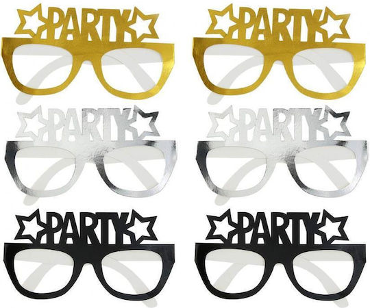 GoDan Paper Birthday Glasses Set of 6 Party Gold Silver Black