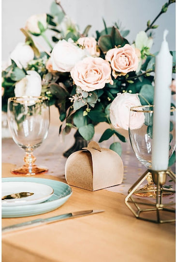 PartyDeco Χάρτινο Κουτάκι για Μπομπονιέρες Καφέ 10τμχ