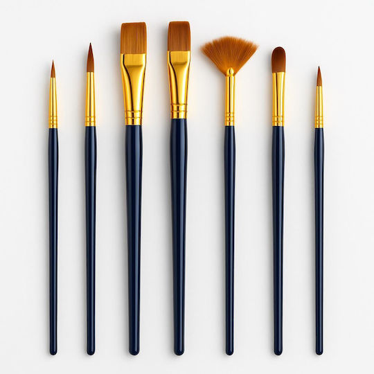 Next Set of 7 Synthetic Hair Art Brushes Blister