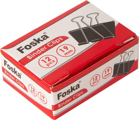 Foska Κλιπς Μεταλλικά 51mm Μαύρα 12τμχ