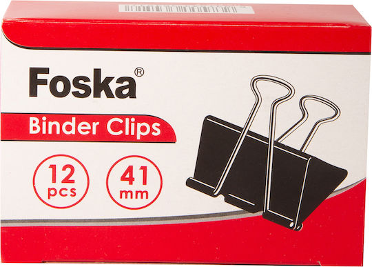 Foska Κλιπς Μεταλλικά 51mm Μαύρα 12τμχ
