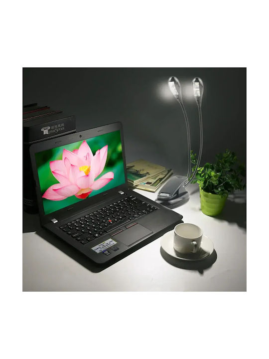 Zola Lampă Dublă LED De Citit Cu Clema Brațe Flexibile Alimentată Cu Baterie USB Plastic PP 22 Cm Neagră