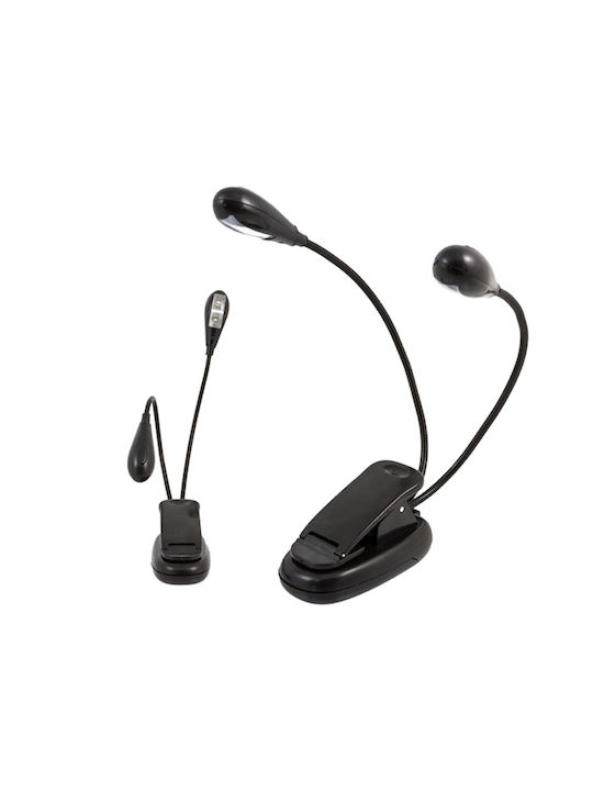 Zola Lampă Dublă LED De Citit Cu Clema Brațe Flexibile Alimentată Cu Baterie USB Plastic PP 22 Cm Neagră
