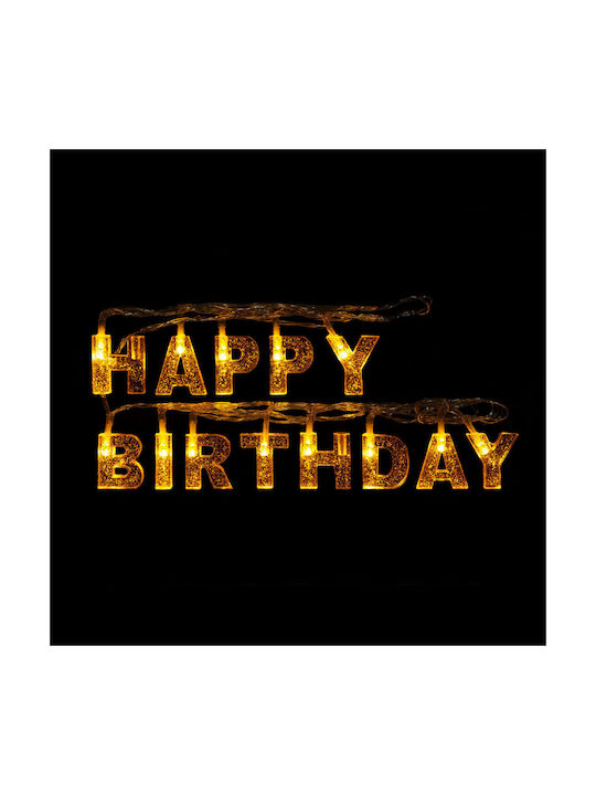 Șir Lumini LED Ziua De Naștere "Happy Birthday" 13 LED-uri 2 X AA 2 M