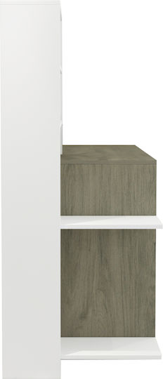 Homemarkt Desk with Bookcase Rochell Melamine Olive Grey White 146.3x55x128.8cm hm8886.11