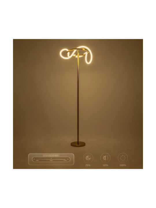 kelvo Glow LED Φωτιστικό Δαπέδου Υ160xΜ45εκ. με Ρυθμιζόμενο Λευκό Φως 3000lm Χρυσό