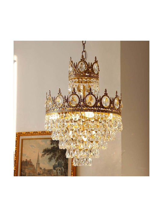 Alista Home Candelabru 3xE14 Ø25cm cu Cristale Auriu AT1CT-IM1P-HT2L-CC135/260GD