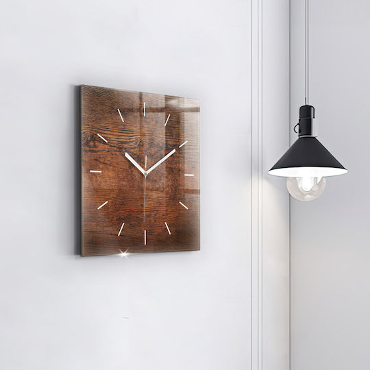 Tulup Silent Wall Clock Wooden Brown 30x30cm