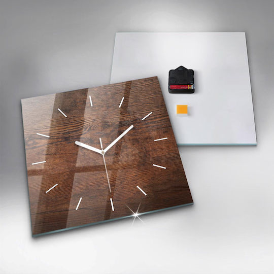 Tulup Silent Wall Clock Wooden Brown 30x30cm