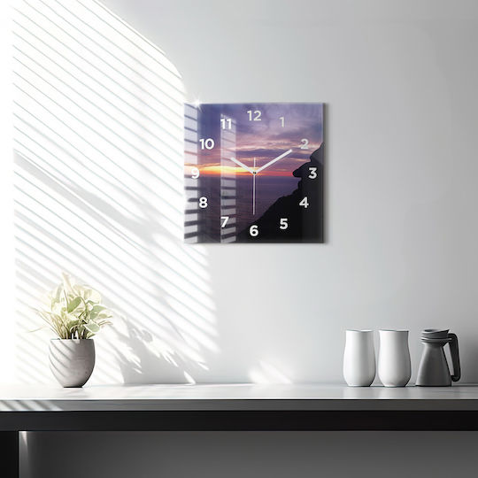 Tulup Leise Wanduhr Glas Lila 30x30cm