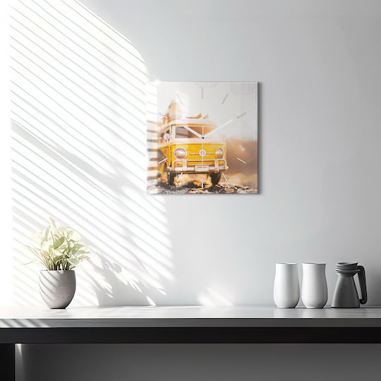 Tulup Тих режим Стенен часовник Стъкло Жълт 30x30см
