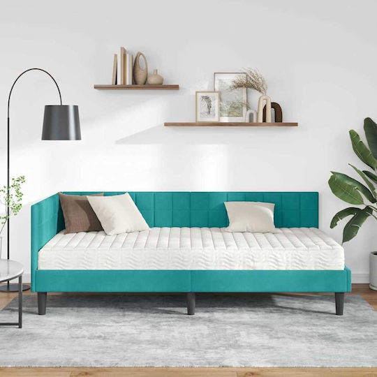 Single Mattress Base with Mattress 90x190cm Turquoise