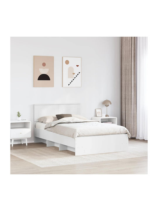 Κρεβάτι Διπλό Ξύλινο Λευκό για Στρώμα 137x203cm
