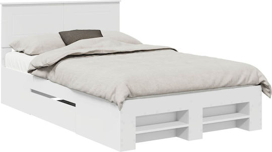 Double Wooden Bed White for Mattress 137x203cm