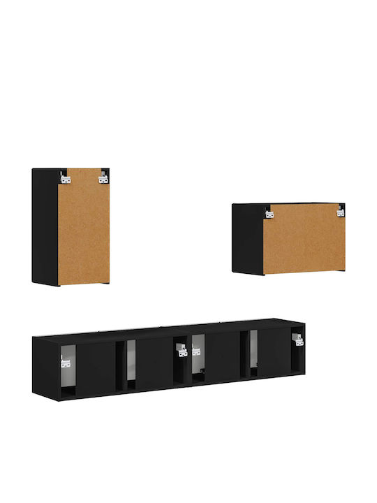 Living Room TV Unit with Lighting Black L78.5xW30xH29.5cm