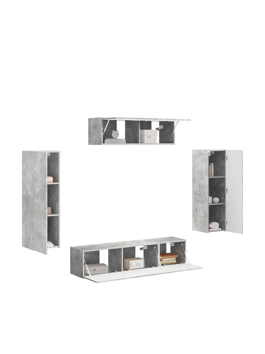 Living Room TV Unit with Lighting Grey L30xW31xH100cm
