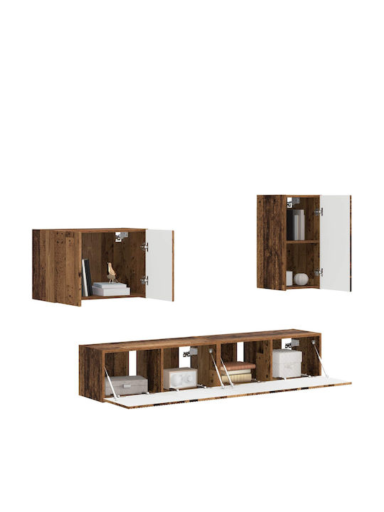 Living Room TV Unit with Lighting Old Wood L78.5xW30xH29.5cm