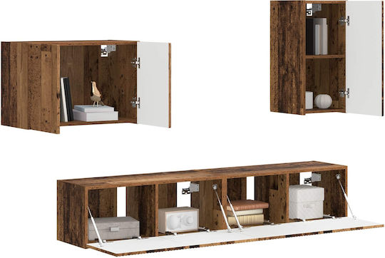 Living Room TV Unit with Lighting Old Wood L78.5xW30xH29.5cm