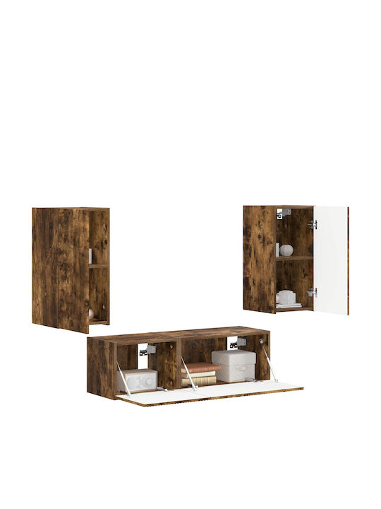 Living Room TV Unit with Showcase & Lighting Smoked Oak L60xW31xH29.5cm