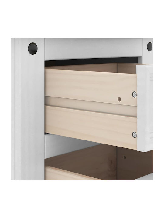 Solid Wood Bedside Table White 53x39x84cm