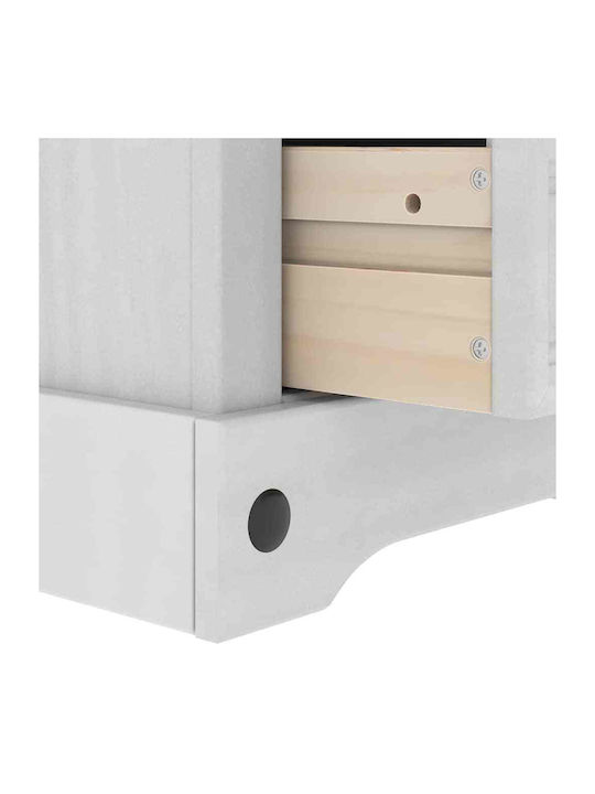 Solid Wood Bedside Table White 53x39x84cm