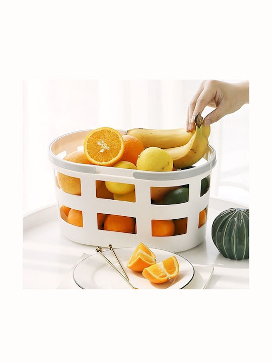 Dream House Decorative Basket Wicker with Handles White 31.6x17x20cm