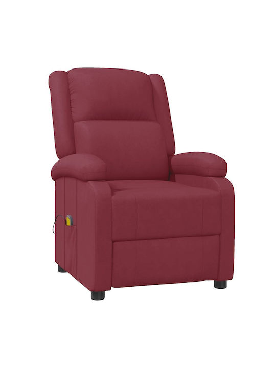 Relax Massage Armchair with Footstool Artificial Leather Burgundy 70x93x98cm