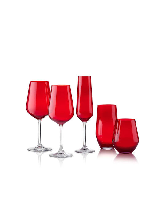Bohemia Set Gläser Champagner aus Kristall in Rot Farbe Mit Stiel 200ml 6Stück