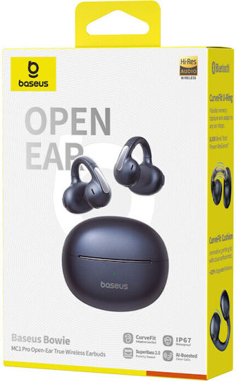 Baseus Bowie MC1 Pro Open Ear Bluetooth Handsfree Ακουστικά με Αντοχή στον Ιδρώτα και Θήκη Φόρτισης Μαύρα