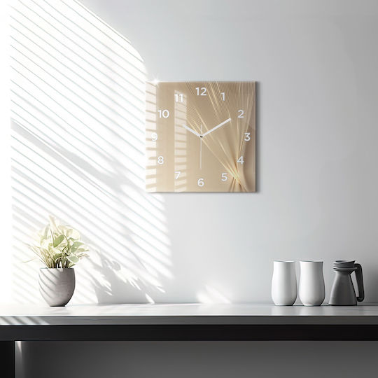 Tulup Αθόρυβο Ρολόι Τοίχου Γυάλινο Κίτρινο 30x30cm