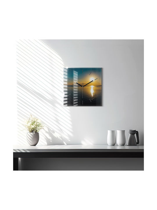 Tulup Αθόρυβο Ρολόι Τοίχου Γυάλινο Κίτρινο 30x30cm