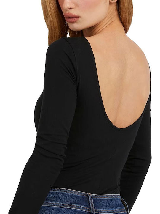 Lingerie Long Sleeve Bodysuit Slim Fit Black
