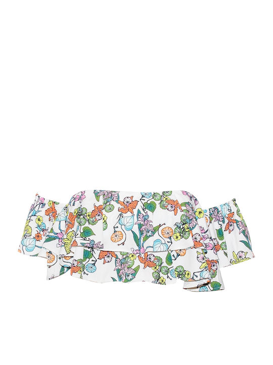 Κοντομάνικη Γυναικεία Μπλούζα Off-Shoulder Floral Πολύχρωμη