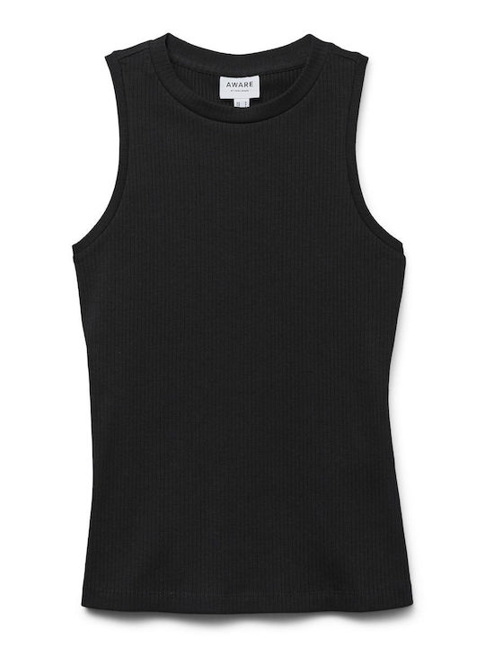 Damen Sommer Bluse Baumwolle Ärmellos Schwarz