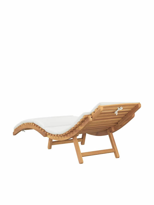 Liegestuhl Doppelter Hölzernes mit Kissen Beige 188x55x59cm.