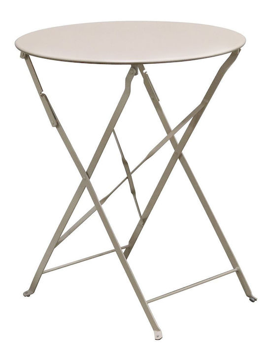 Pantone Outdoor Dinner Foldable Metal Table Beige 60x60x70cm