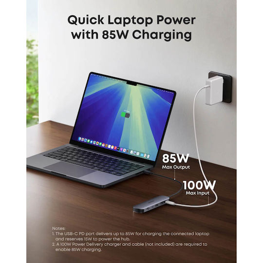 Anker USB-A / USB-C Docking Station mit 4K PD Ethernet Gray (A83D2HA1)