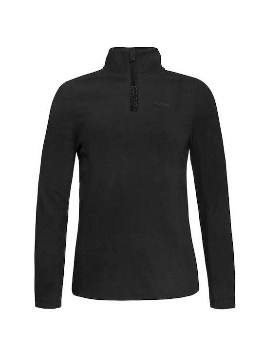 Γυναικεία Μπλούζα Fleece Μακρυμάνικη με Φερμουάρ Μαύρη