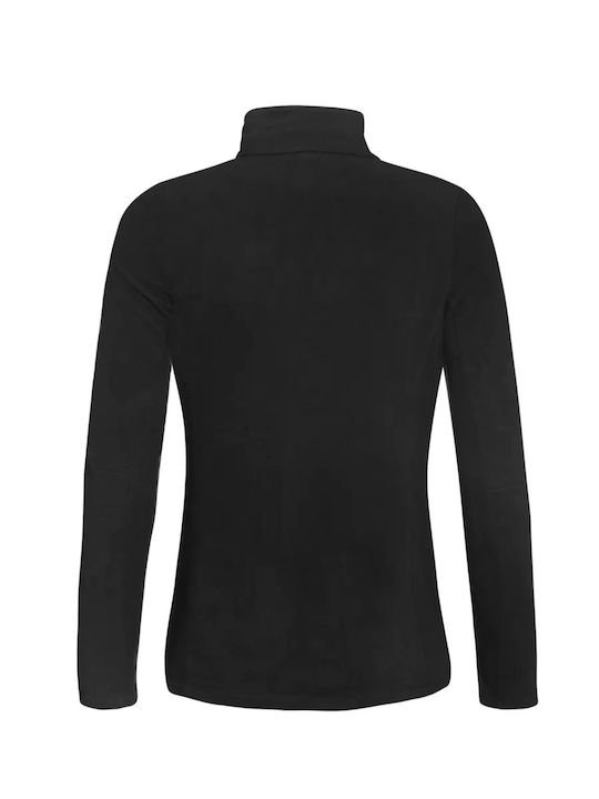 Γυναικεία Μπλούζα Fleece Μακρυμάνικη με Φερμουάρ Μαύρη