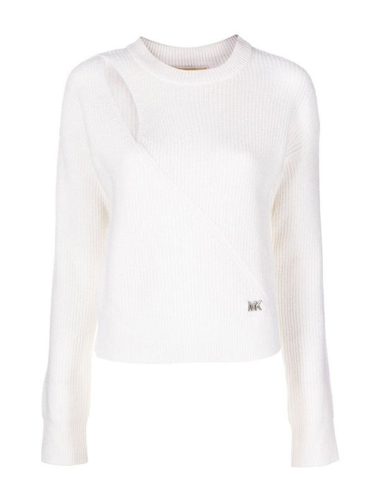 Women's Long Sleeve Sweater Woolen White