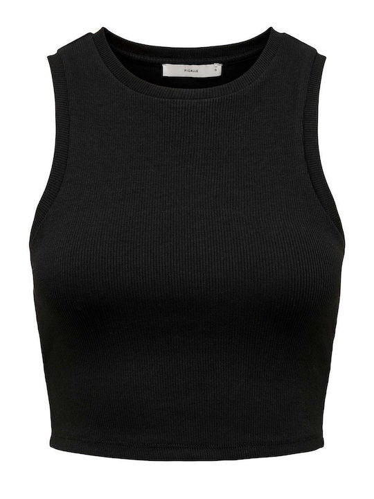 Women's Summer Crop Top Cotton Sleeveless Black