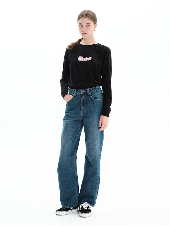 Winter Women's Cotton Blouse Long Sleeve Black